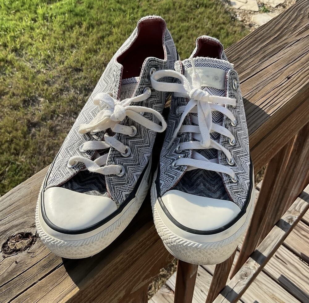 Converse All Star Missoni M7.5 9.5 WGray White Chevron Lo Top Shoes Sneakers